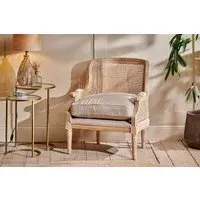 Kaziria Cane Armchair - Natural, Linen