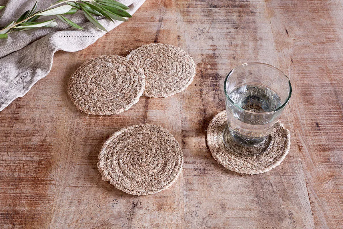 Keso Woven Coasters Set of 4 - Natural, Banana Fibre product