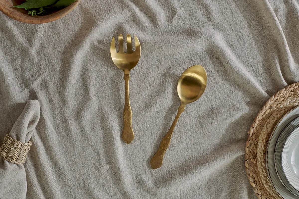 Khana Salad Servers Set of 2 - Brushed Gold image