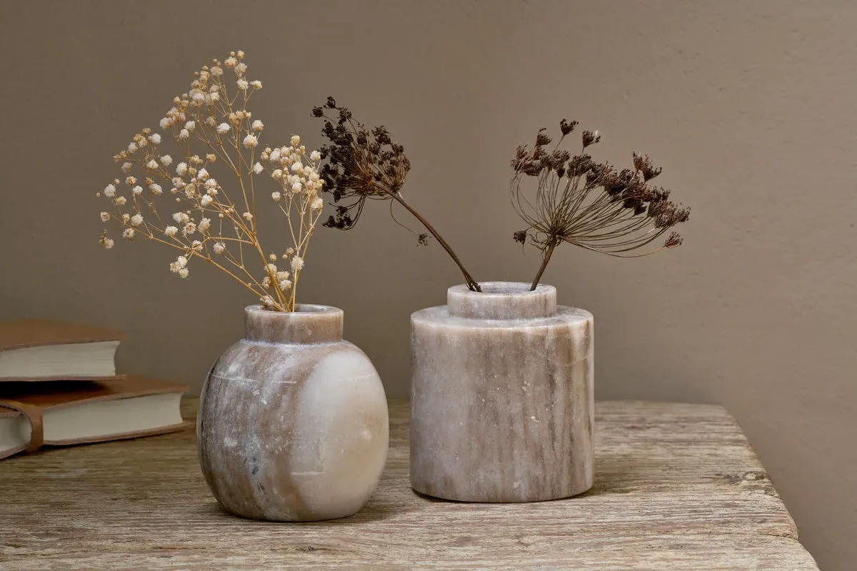 Khari Cylinder Marble Vase - Beige image