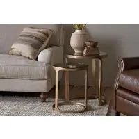 Khidki Nesting Side Tables Set of 2 - Antique Brass, Metal