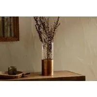 Khila Metal & Glass Vase - Antique Brass