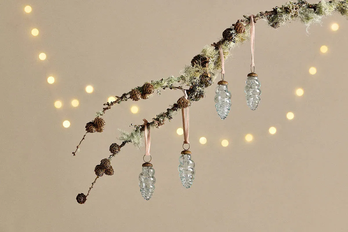 Khol Shell Baubles Set of 4 - Clear Antique, Recycled Glass product