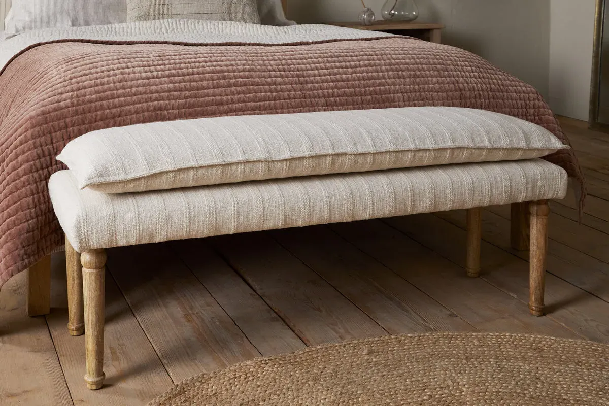 Kiana Cotton Upholstered Bench - Natural image