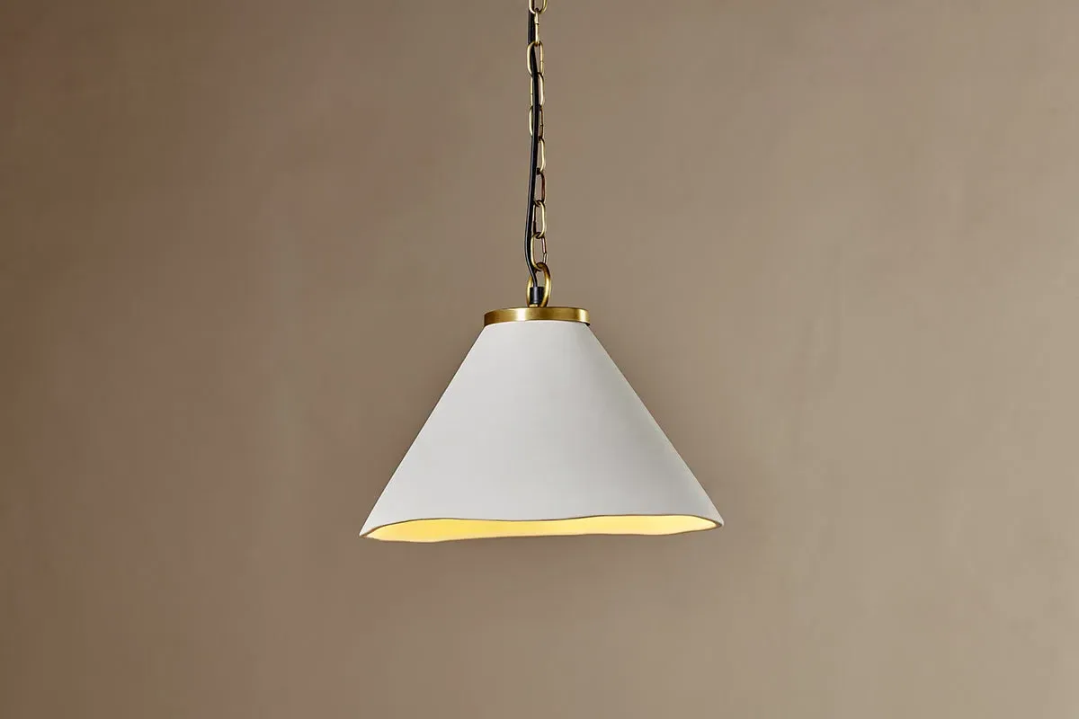 Kiara Organic Shape Ceramic Pendant Light - Antique Brass image