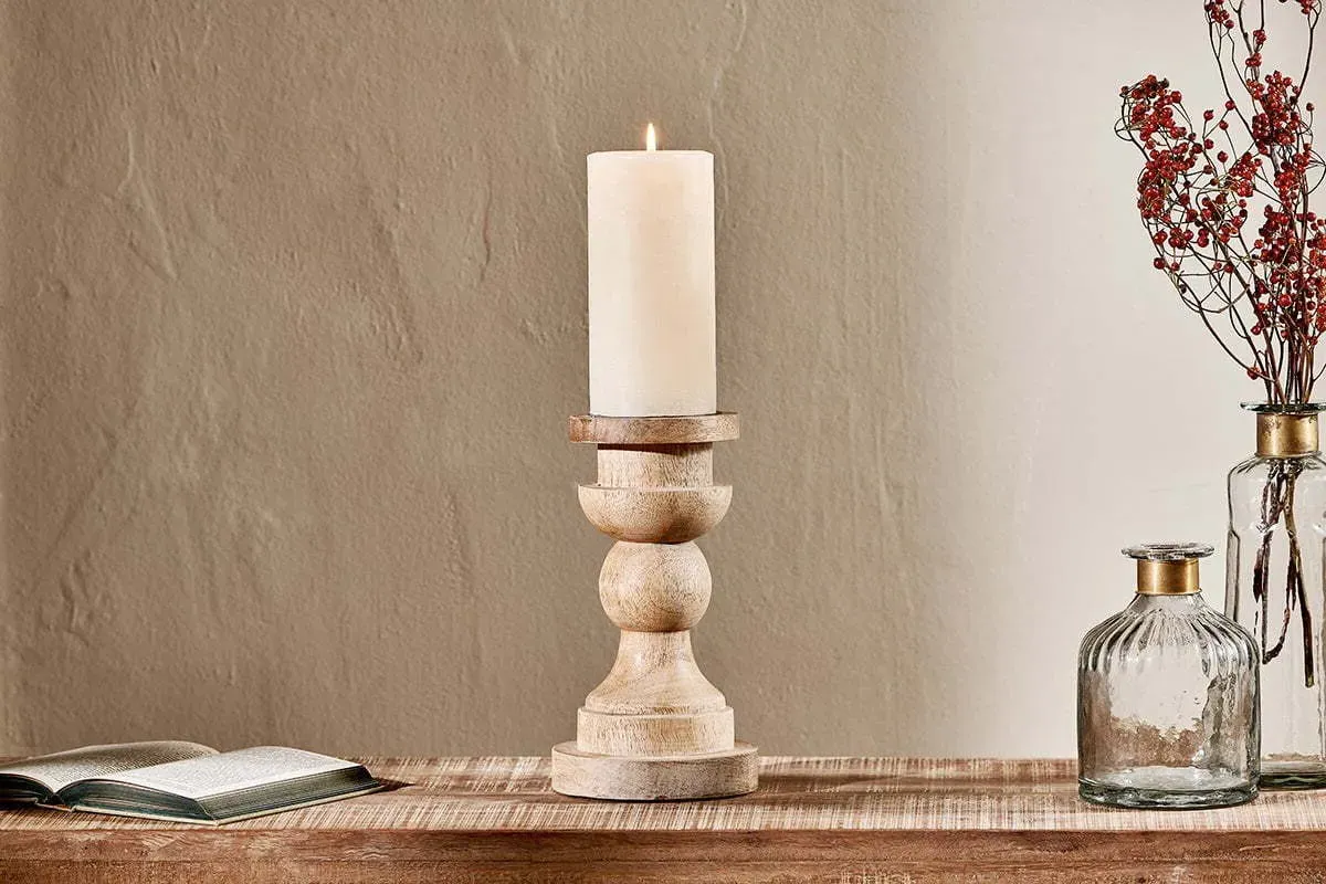 Kibibi Candlestick Holder - Natural, Mango Wood product