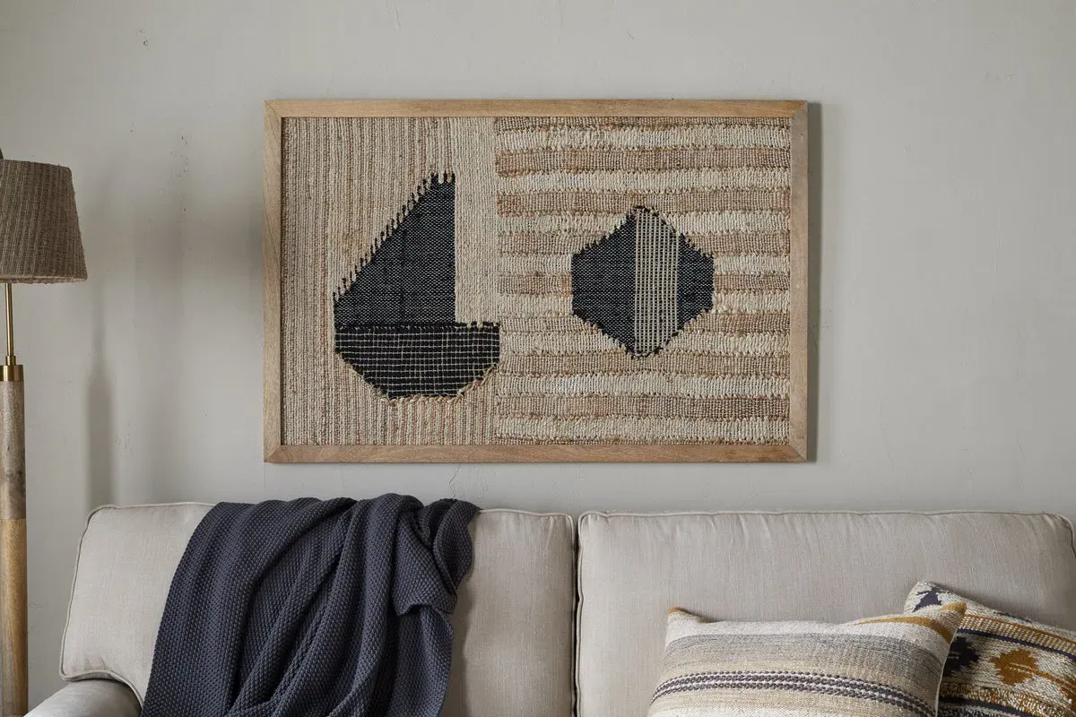 Kiran Large Textured Wall Art - Natural & Dark Blue product