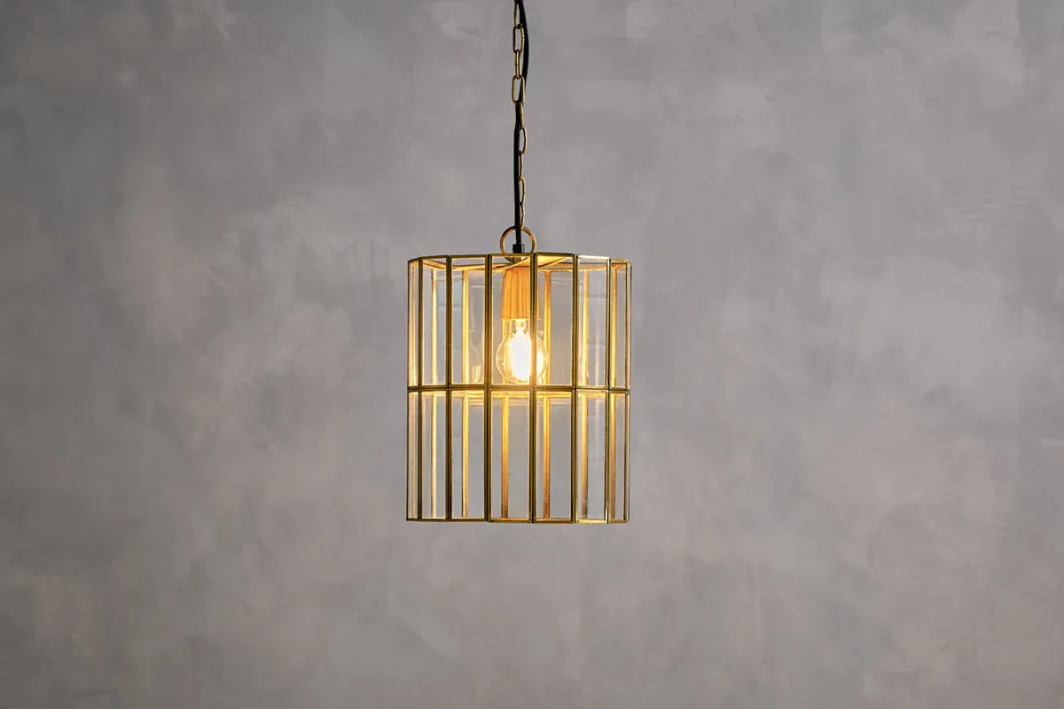 Kirindi Glass Panel Pendant Light - Antique Brass image