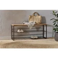 Kiyoma Low Standing Shelves - Natural, Iron & Mango Wood alternate view