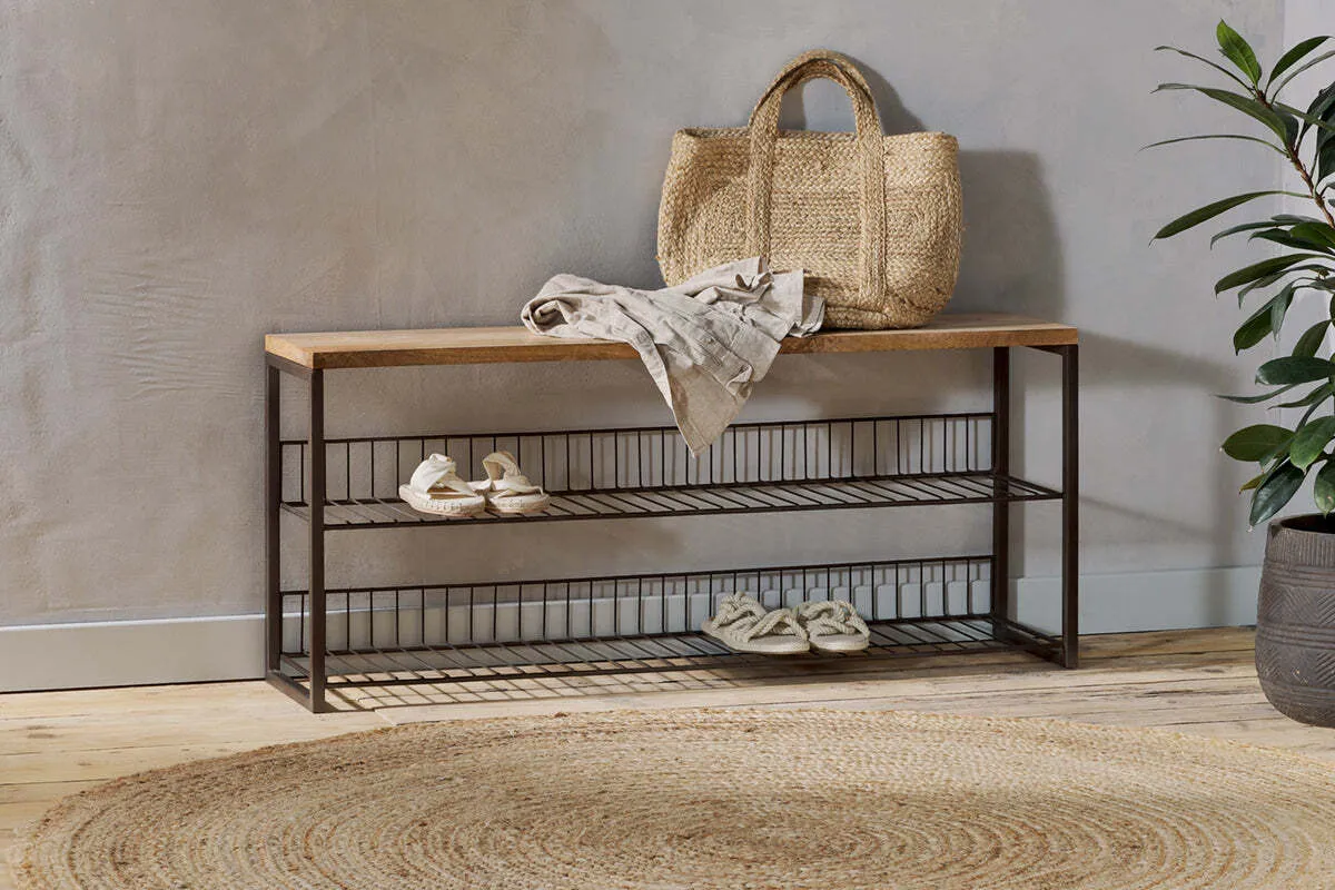 Kiyoma Low Standing Shelves - Natural, Iron & Mango Wood product