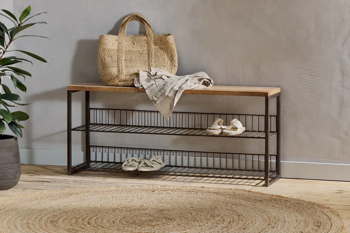 Kiyoma Low Standing Shelves - Natural, Iron & Wood image