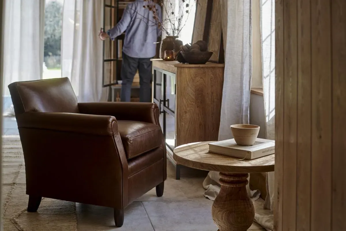 Knada Leather Armchair - Chocolate Brown, Buffalo Leather image