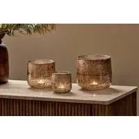 Konara Small Glass Tealight Holder - Copper Smoke