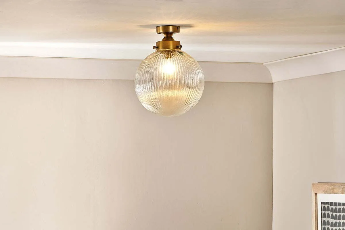 Konnie Globe Bathroom Ceiling Light - Clear, Brass product