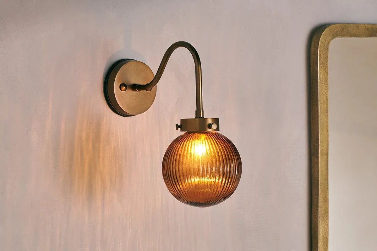 Konnie Globe Wall Light - Amber, Brass image