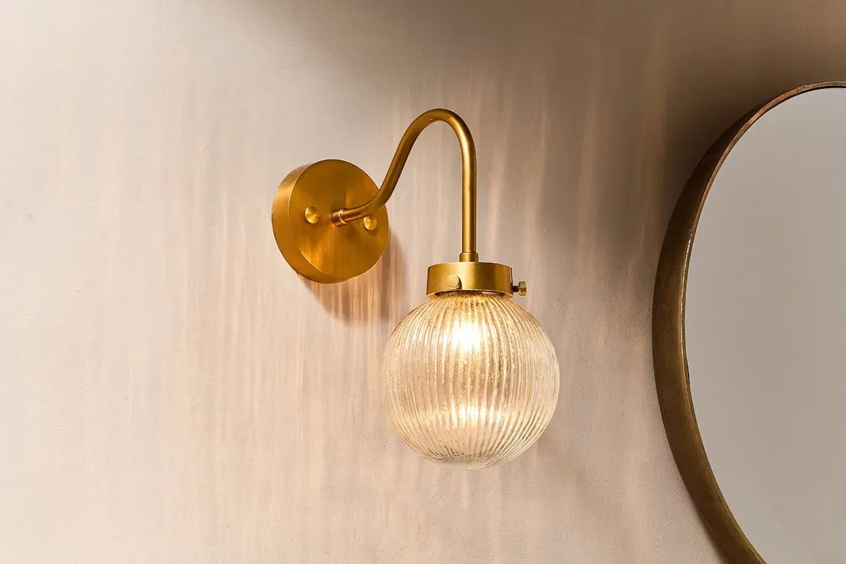 Konnie Globe Wall Light - Clear, Brass