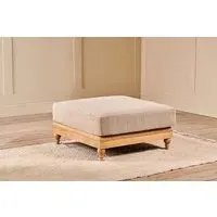 Krissa Linen Footstool - Natural, Mango Wood