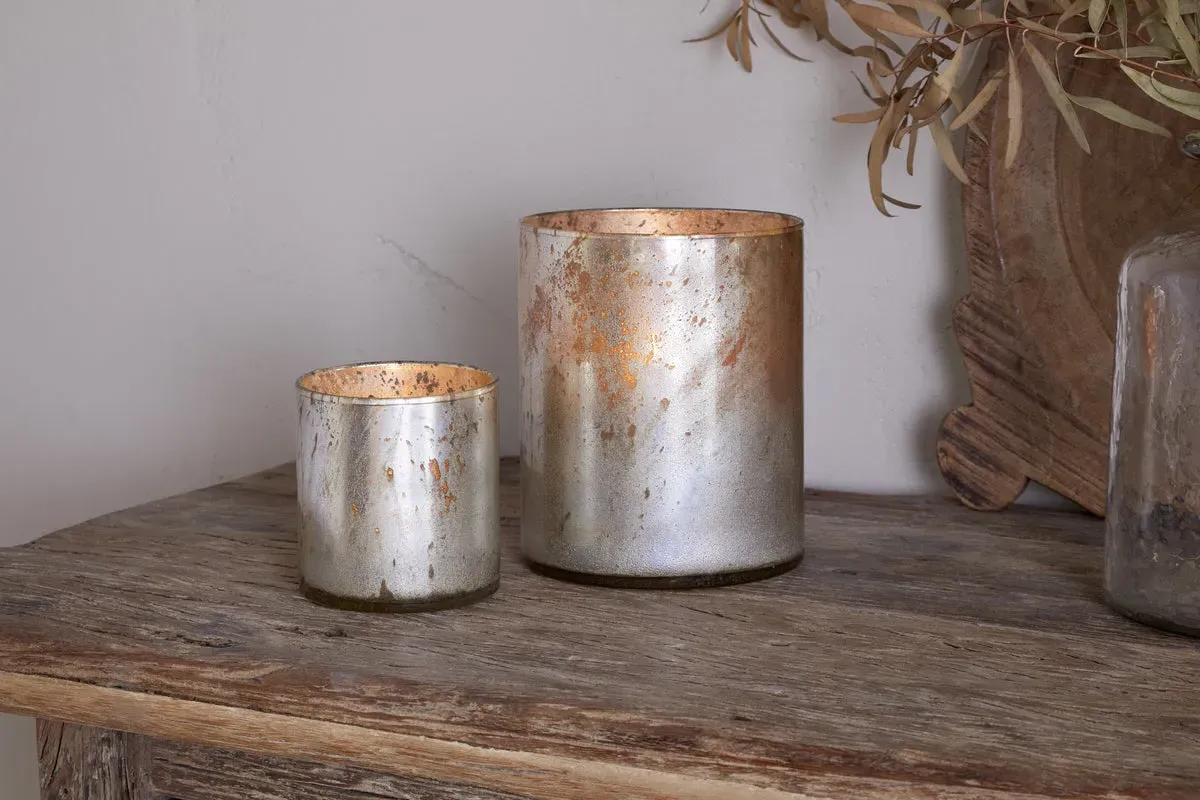 Kunjari Large Tealight Holder - Rustic Gold, Glass