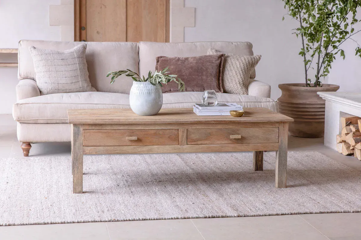 Laali Grooved Coffee Table with Storage - Natural, Mango Wood product