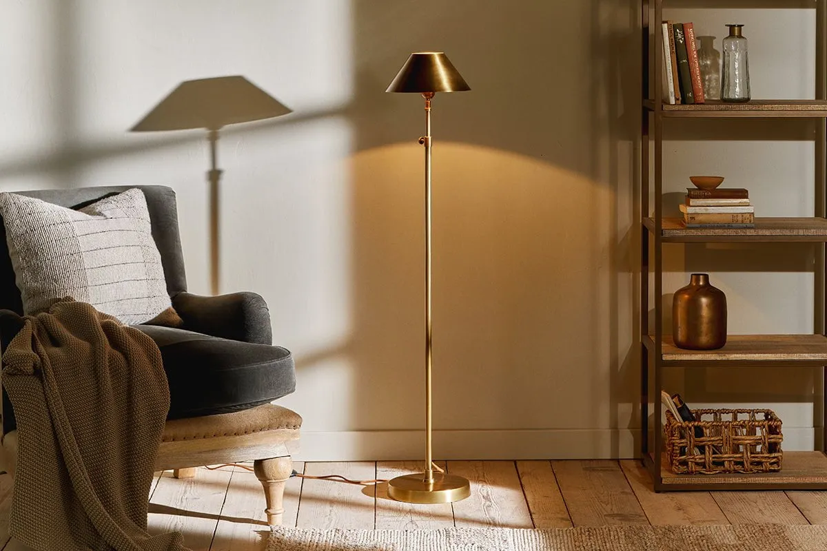 Lalua Height Adjustable Floor Lamp - Antique Brass image