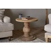 Laya Round Carved Side Table - Natural