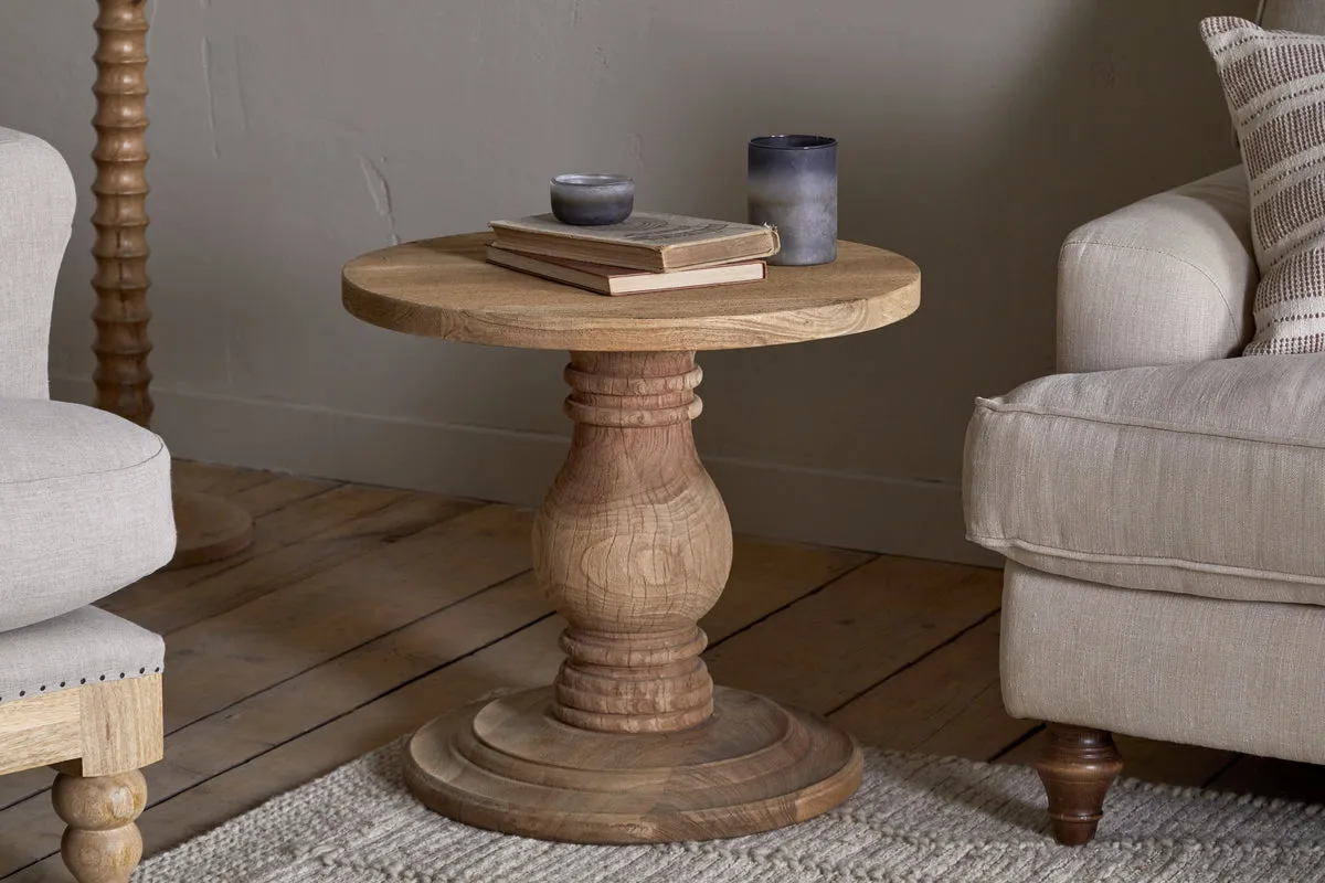 Laya Round Carved Side Table - Natural image