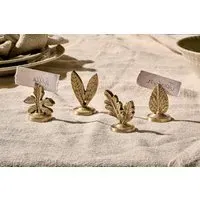 Leaf Place Card Holders Set of 4 - Brass