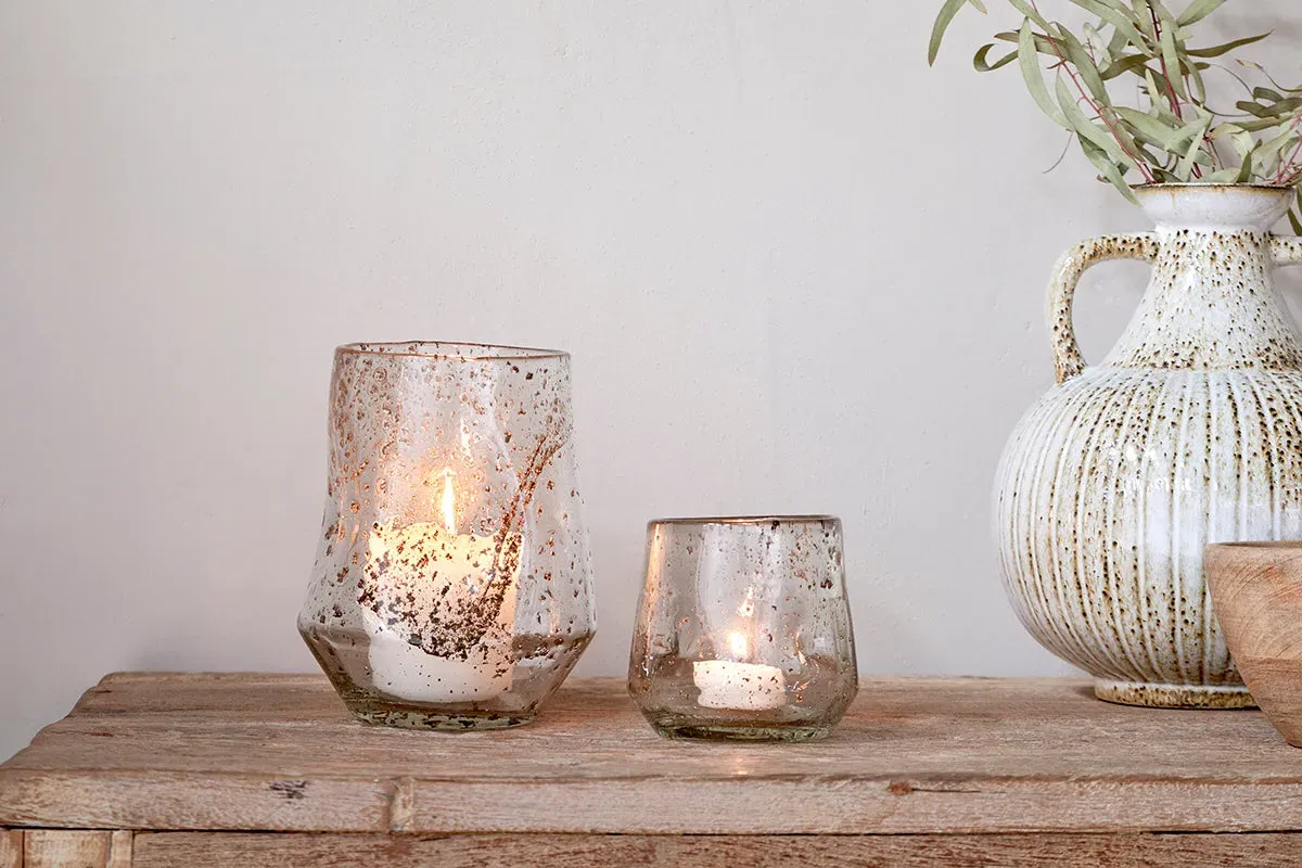 Linora Large Tealight Holder - Clear, Recycled Glass