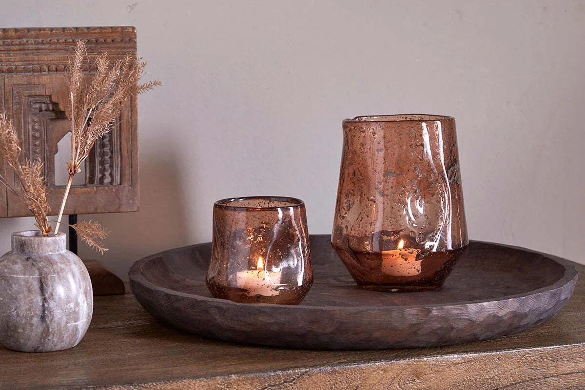 Linora Large Tealight Holder - Terracotta, Recycled Glass product