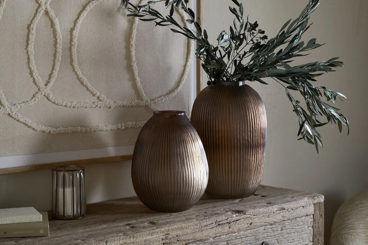 Linsy Small Ribbed Glass Vase - Smoke Brown product