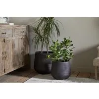 Lmaga Small Grooved Planter - Aged Black, Metal alternate view
