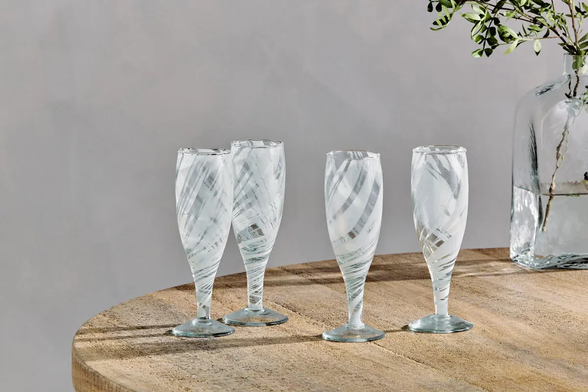 Lohara Champagne Glass Set Of 4 - White