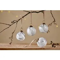 Lohara Christmas Baubles Set of 4 - White, Glass alternate view