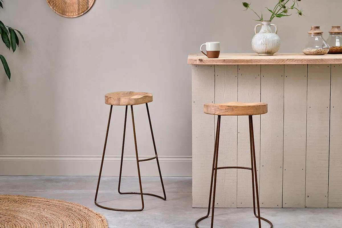 Loko Dining Stool - Rust, Mango Wood image