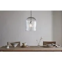 Lumina Large Fluted Recycled Glass Pendant - Clear