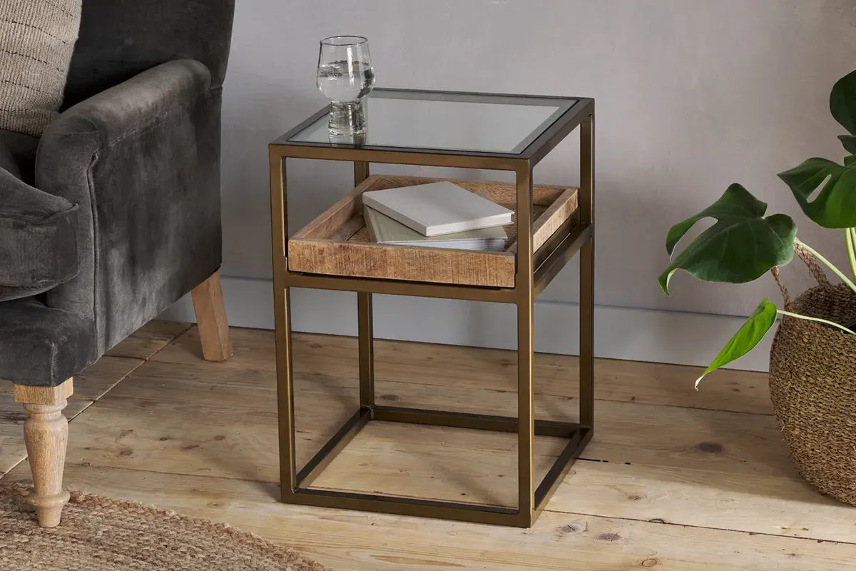 Luzon Display Side Table - Brass, Iron & Mango Wood image