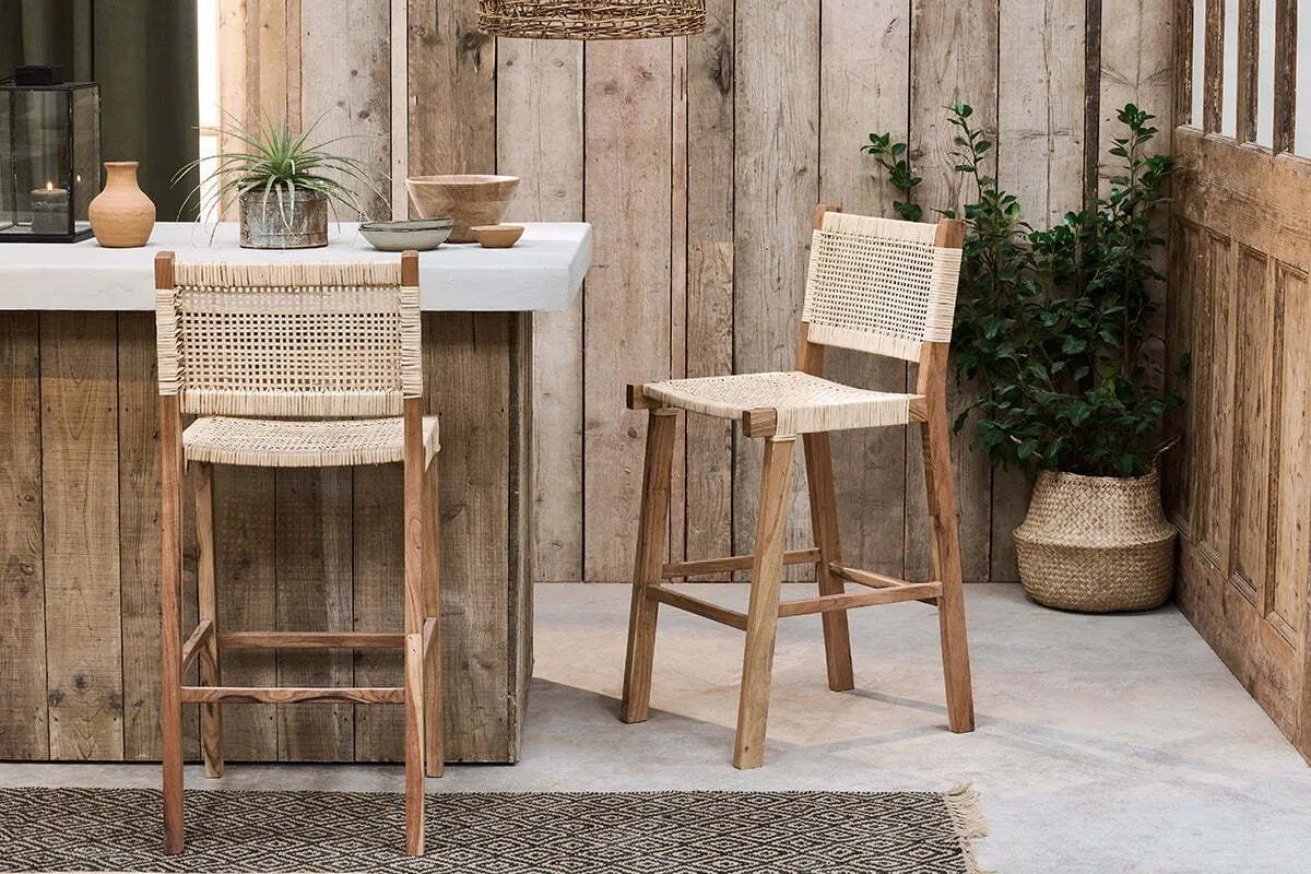 Madrisana Bar Stool - Natural, Acacia & Rattan product