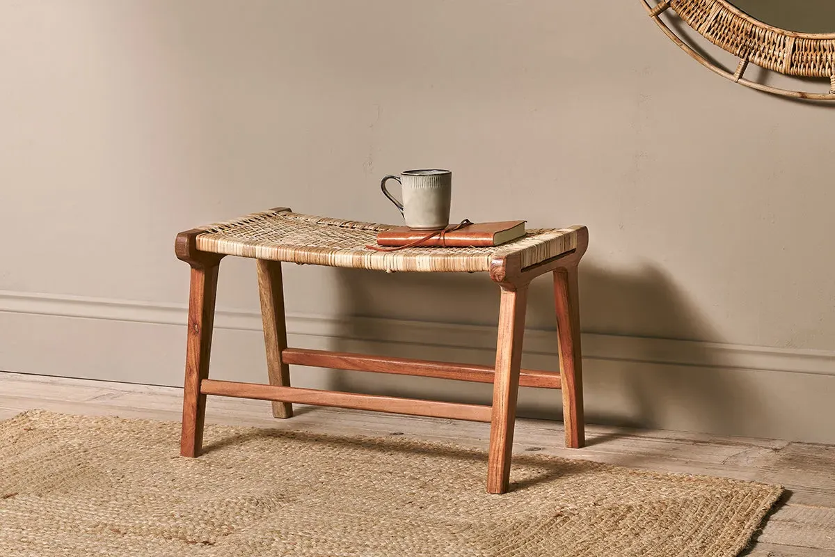 Madrisana Dining Footstool - Natural, Acacia & Rattan image