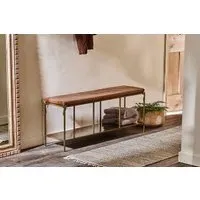 Mahi Iron & Leather Bench with Storage - Brass