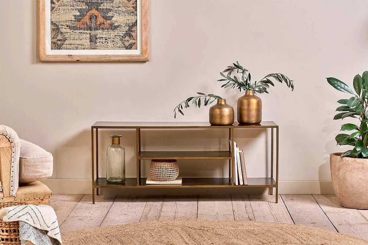 Mahi Media Standing Shelf - Brass image