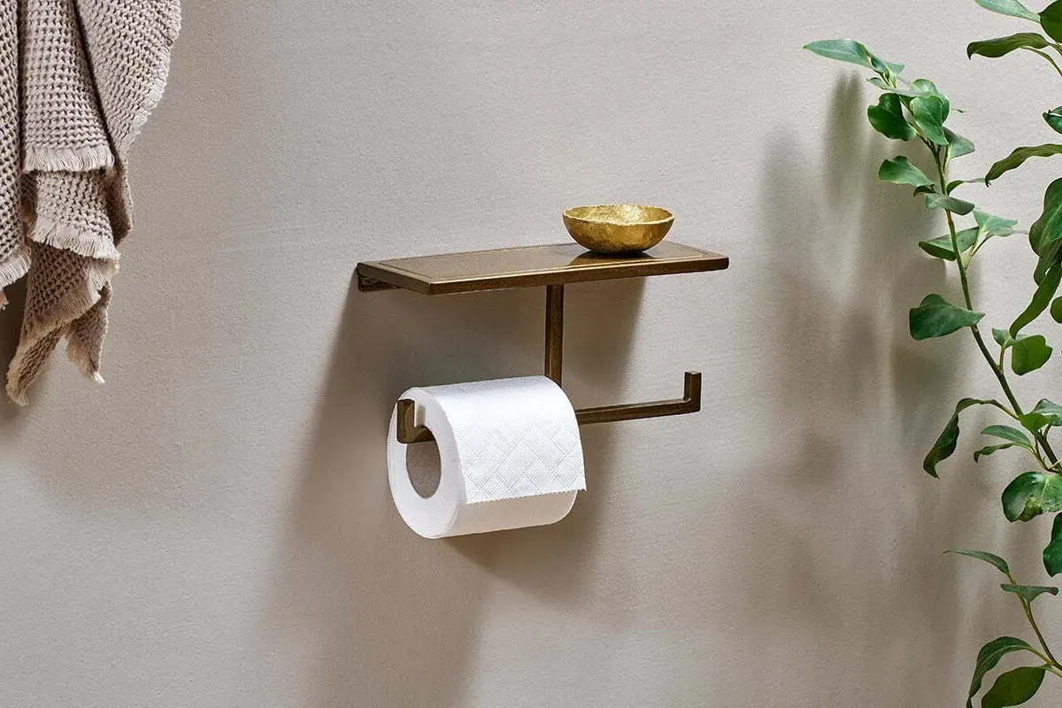 Mahi Wall Mounted Double Toilet Roll Holder - Brass, Iron product