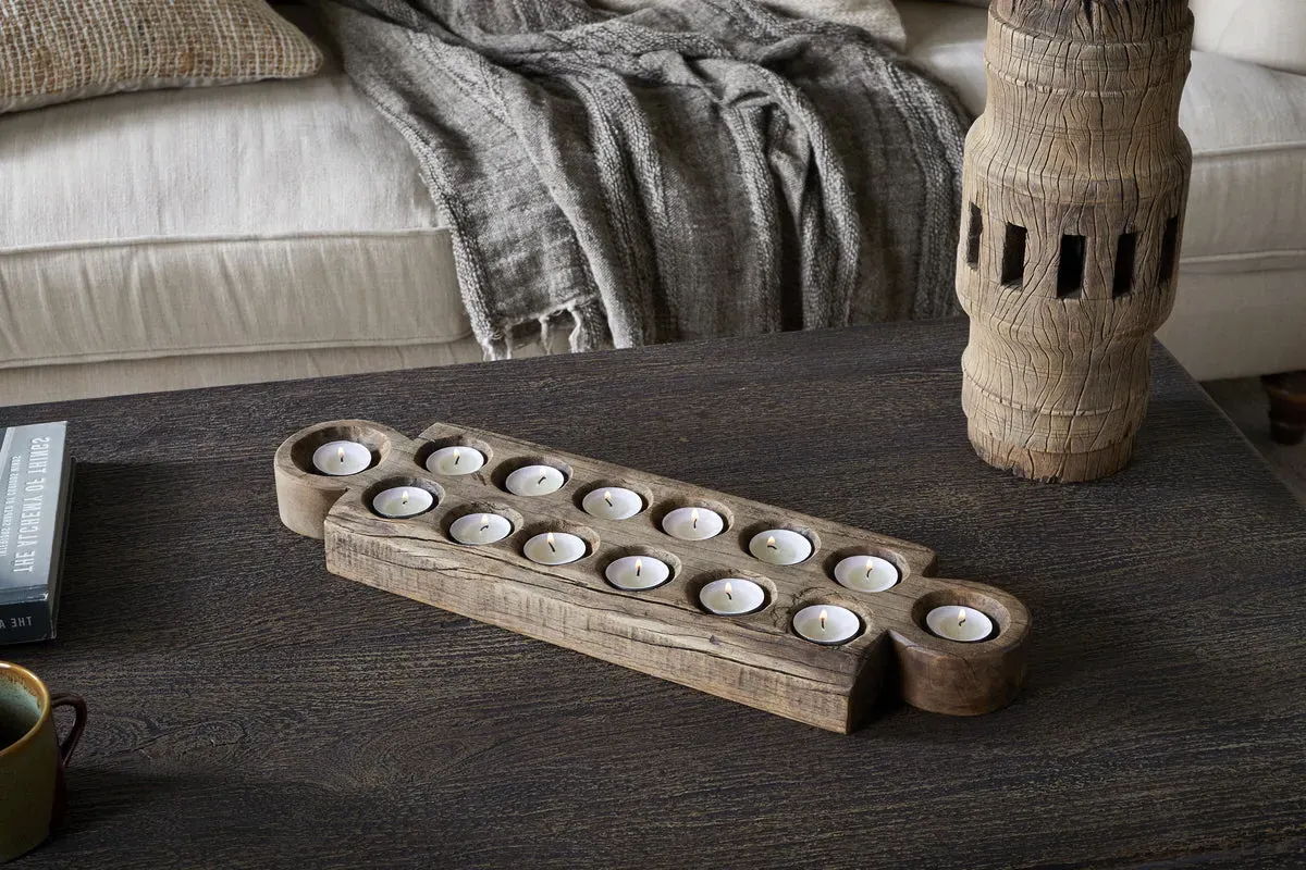 Makala Reclaimed Wood Tealight Holder - Natural product