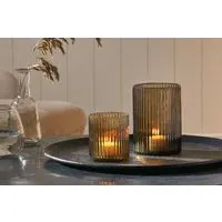 Malana Large Candle Holder - Smoke Brown, Recycled Glass