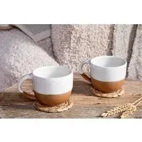 Mali Coffee Mug Set of 2 - White/Terracotta