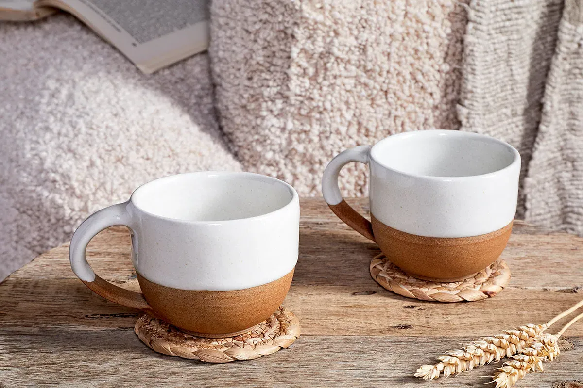 Mali Coffee Mug Set of 2 - White/Terracotta image