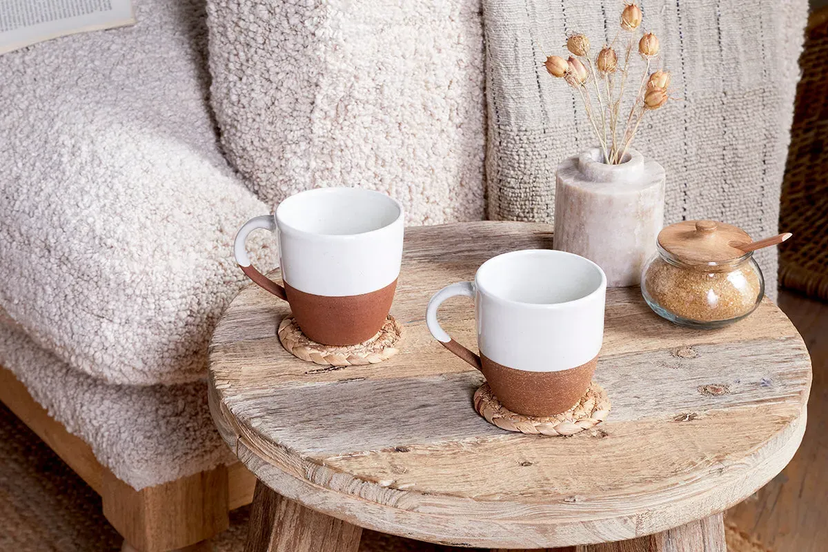 Mali Large Mug Set Of 2 - White, Terracotta