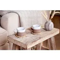 Mali Ribbed Espresso Mug Set Of 2 - White, Terracotta