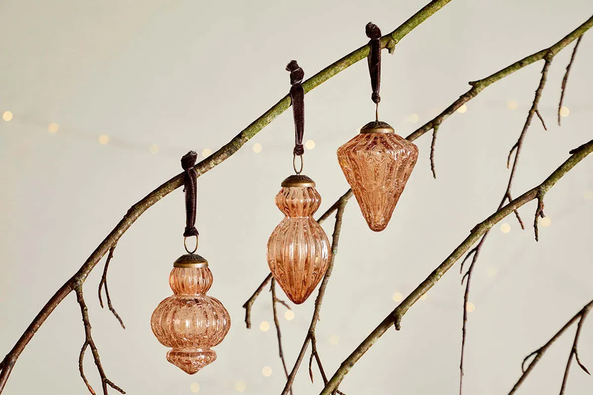 Manipur Baubles Set of 3 Christmas Decorations - Copper image