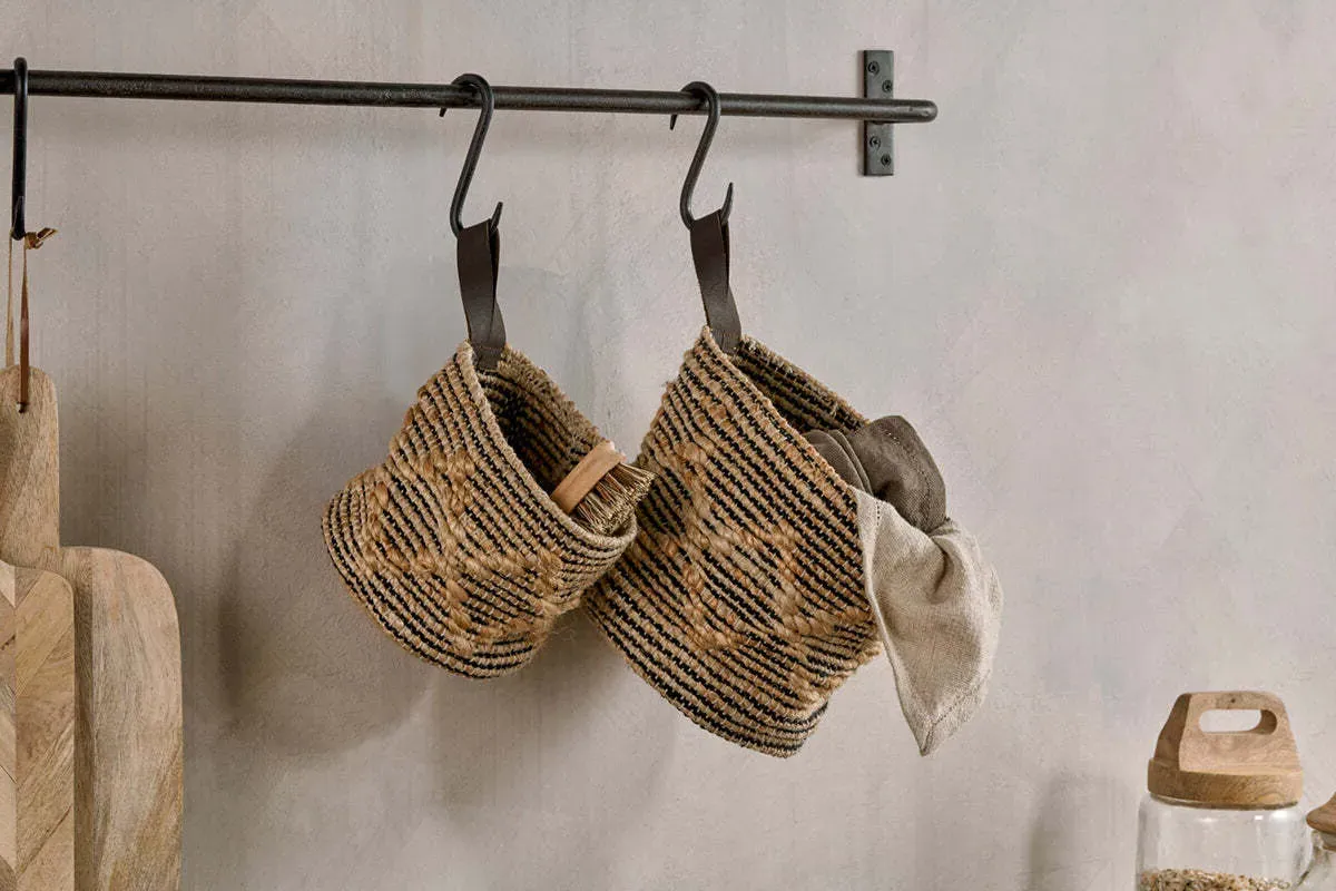 Mannu Small Wall Hung Basket - Natural & Black, Cotton & Hemp product