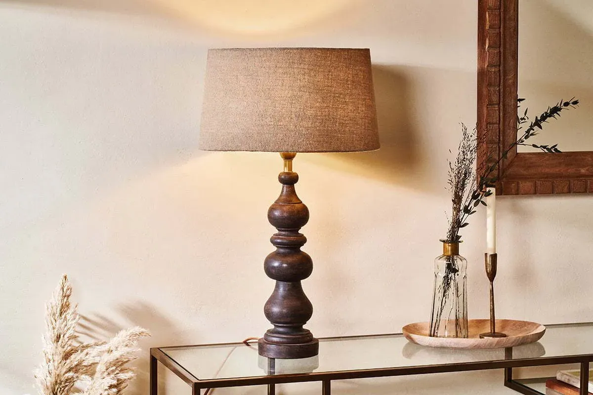 Manua Large Table Lamp - Dark Stain, Mango Wood product